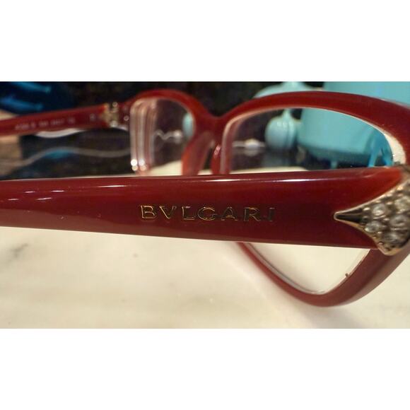 Bulgari BVLGARI 4086-B 826 Red Crystal Eyeglasses Frame 54-17 135 Made In Italy main image 7